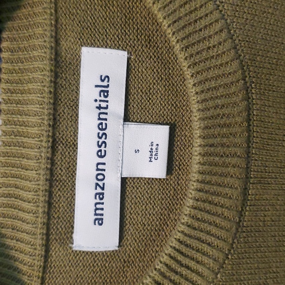 NWT Amazon Essentials Men's Golden Olive Cotton Crewneck Sweater S - Picture 4 of 5
